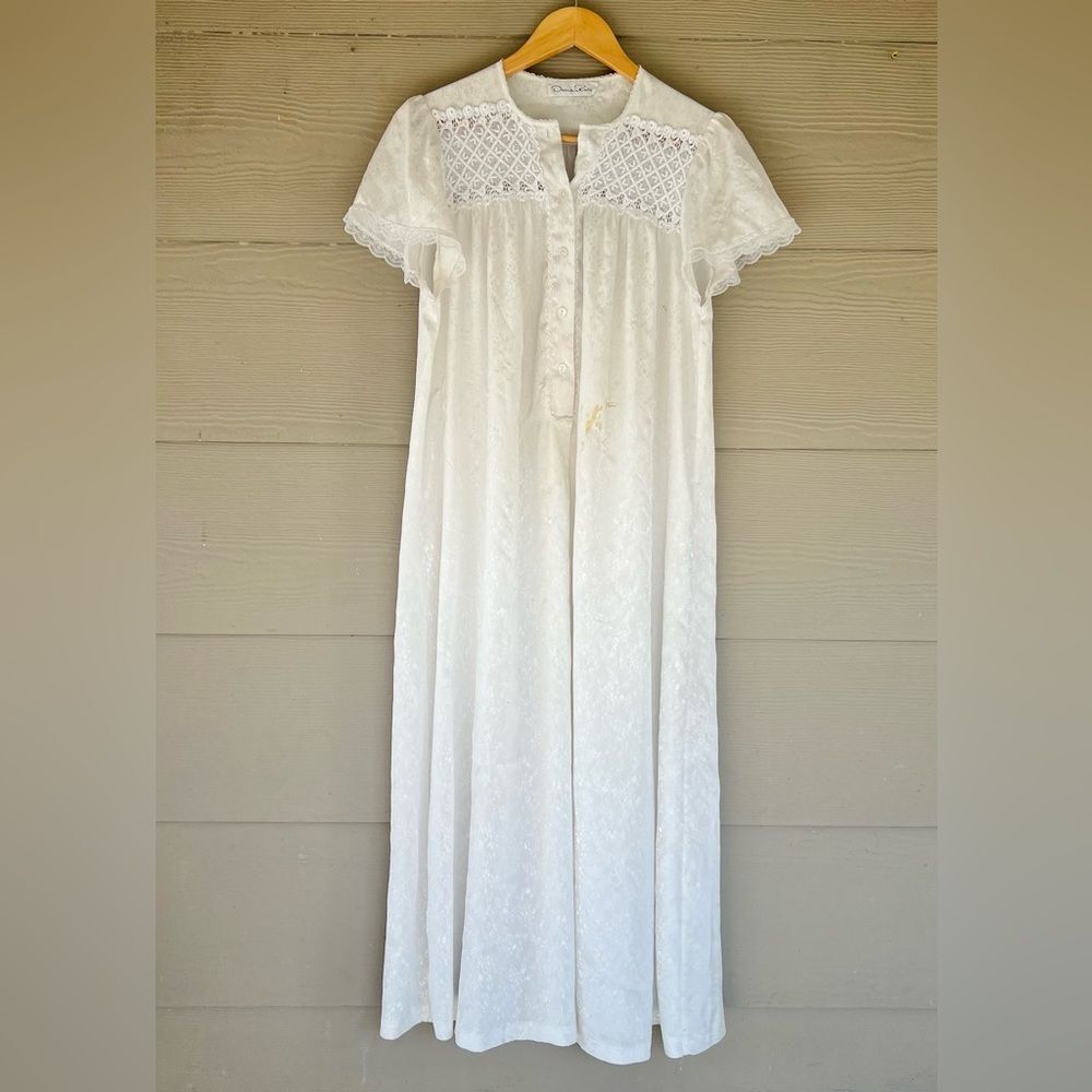 Oscar de La Renta white vintage night gowm dress pajama